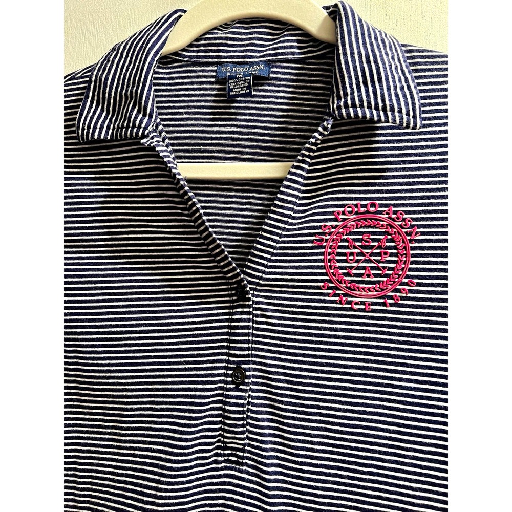 U.S. Polo Assn. Women’s Medium Blue/White Striped Cotton Polo Shirt 36”x23”